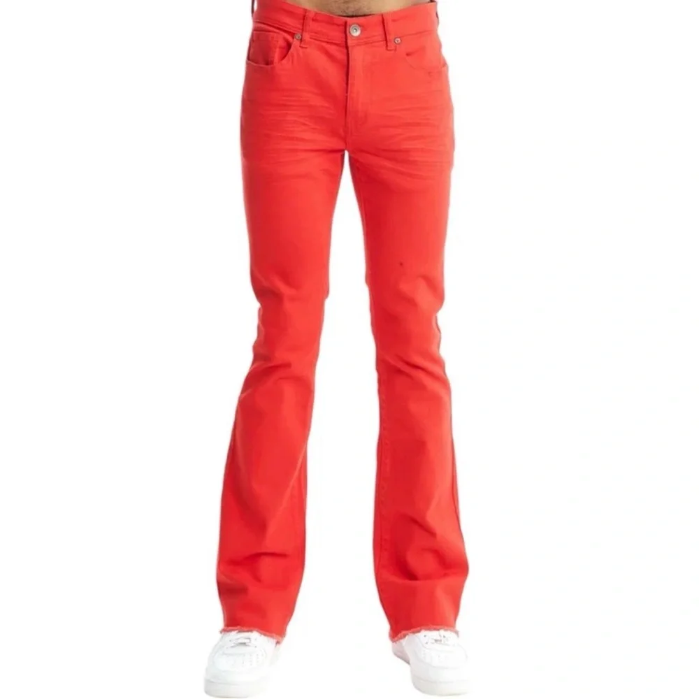 Rebel Minds Men’s Red Denim Twill Stacked Pants size W 30” L 38” - Picture 1 of 12